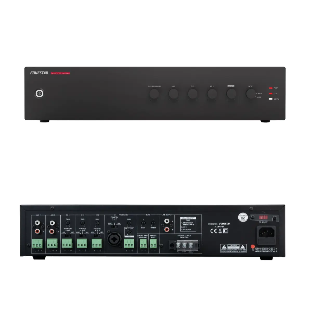 Amplificador PA 240Wrms 2AUX FONESTAR