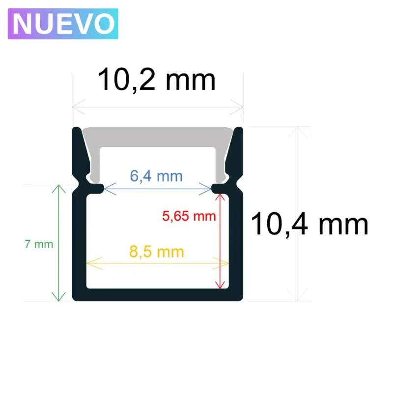 Perfil LED Superficie 10,2×10,4mm Opal 2m