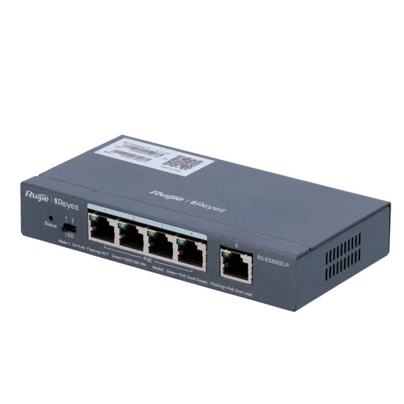Switch PoE Gigabit 4P+1P Gestionable Cloud REYEE