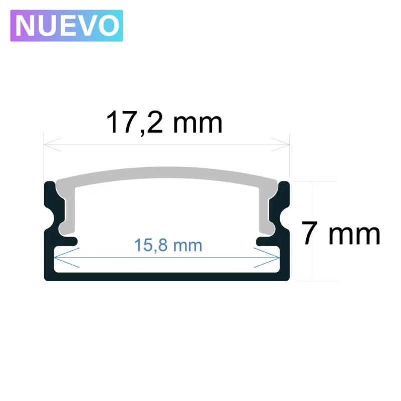 Perfil LED Superficie 17,2x7mm NEGRO 2m