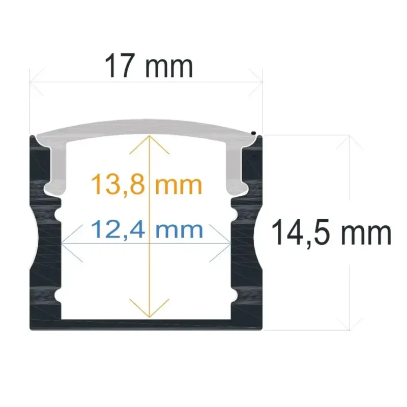Perfil LED Superficie 17×14,5mm Opal 2m