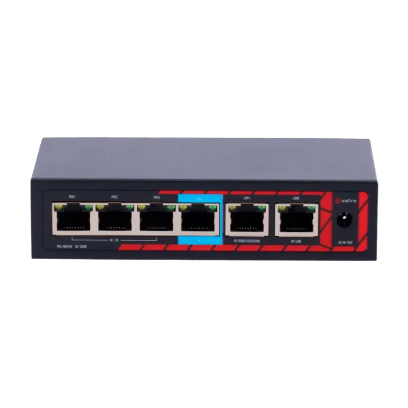 Switch PoE Ethernet Extender 4P+1P RJ45 SAFIRE