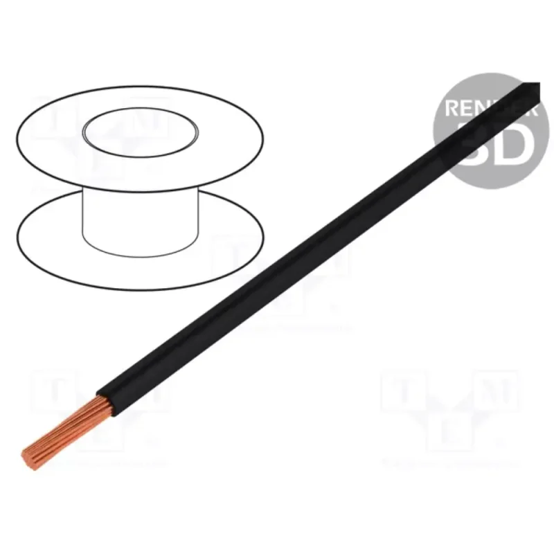 Cable Silicona 1mm 500V color NEGRO