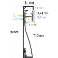 Perfil LED de superficie de 30 mm x 20 mm