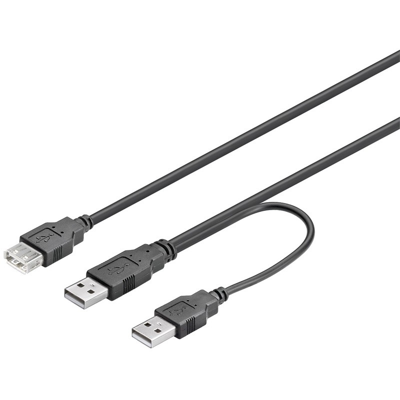 Cable USB 2.0 A Macho Doble a USB A Hembra 0,30m
