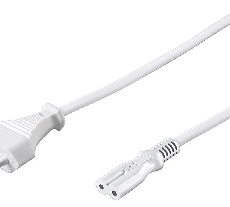 Cable Alimentacion Forma 8 C7 a CEE7 BLANCO 5m