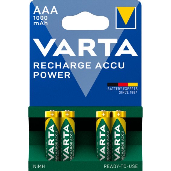 Bateria R03 AAA VARTA 1000mAh 1,2V NiMh (BLISTER 4uds.)