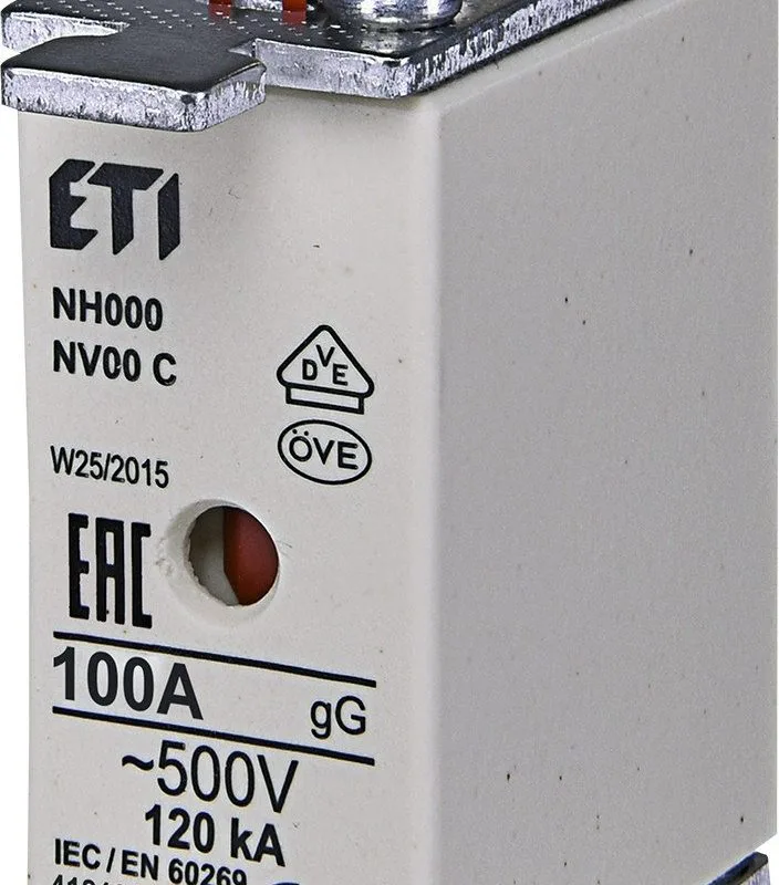 FUSIBLE gG 100A/500Vac NH1C Ceramica Industrial