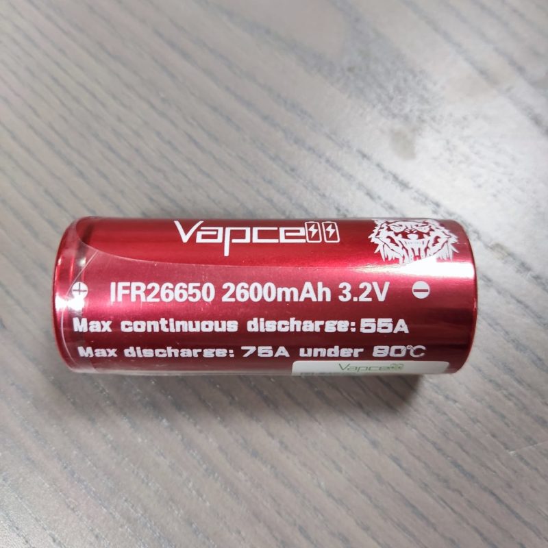 Bateria LiFEPO4 IFR 26650 3,2Vdc 2600mA VAPCELL 26650