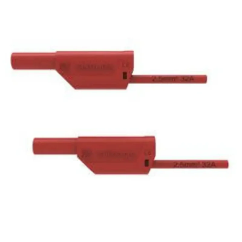 Cable Prueba Macho con bananas 4mm 32Amp ROJO 0,5 metros