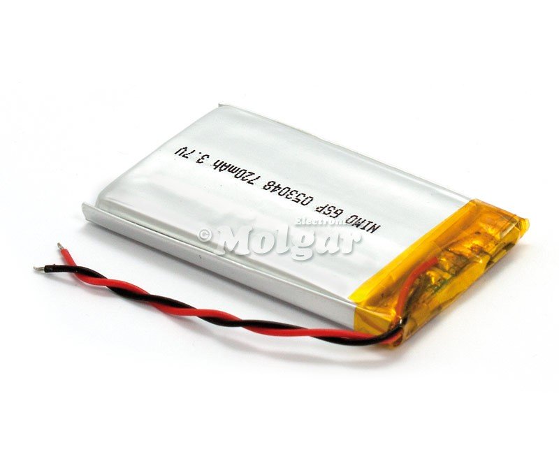 Bateria 3,7V 720mA Polimero Litio Recargable cto. Control