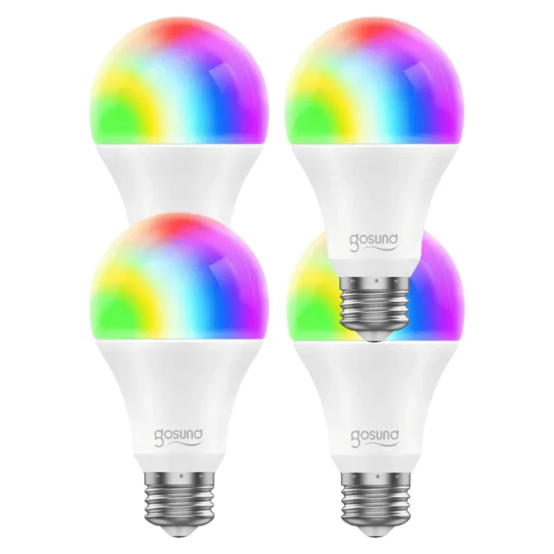 Pack 4 Bombillas LED E27 RGB 8W WiFi GOSUND WB4