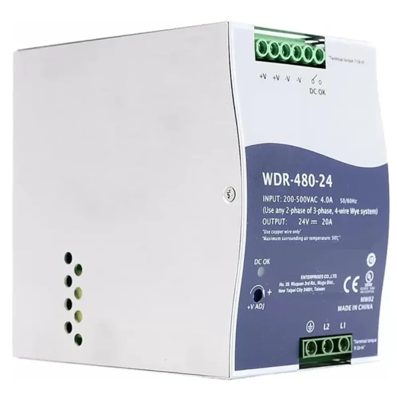 Fuente Alimentacion Carril DIN 24Vdc 480W 20A 180-550VAC MW