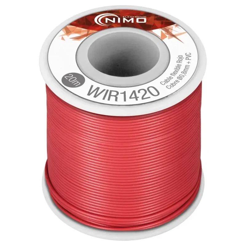 Cable flexible 0,8mm ROJO Carrete 20m