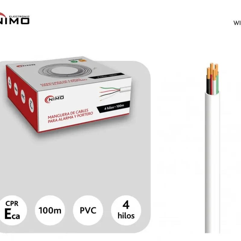 Manguera Portero  4×0,22mm Funda Blanca (100m)