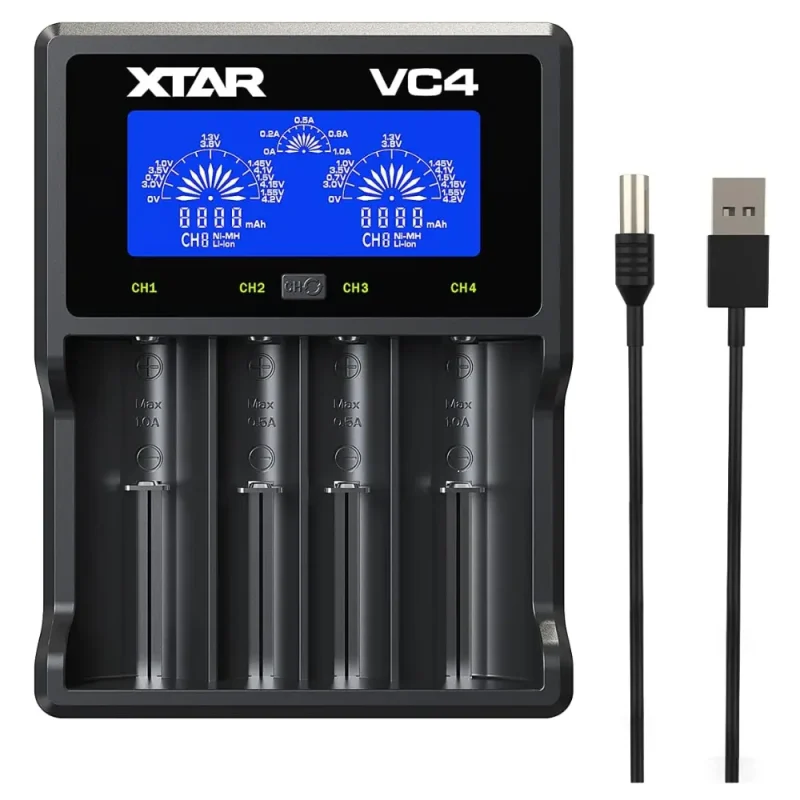 Cargador Baterias  Li-Ion y Ni-MH 1A tipos A, AA, AAA, AAAA