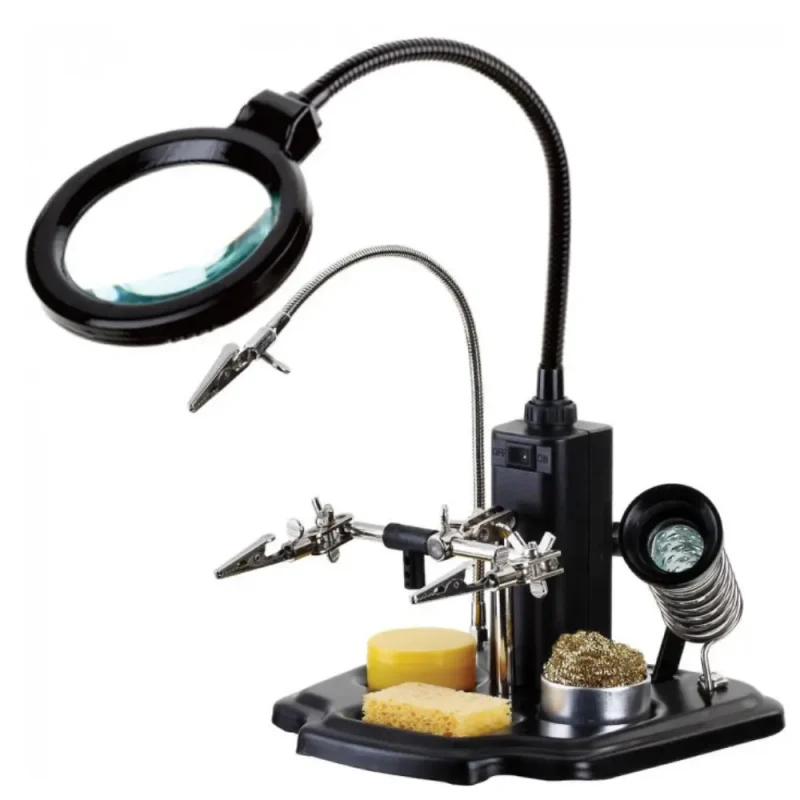Lupa Sobremesa LED con Soporte Soldador, Pinzas, Esponja… 45241