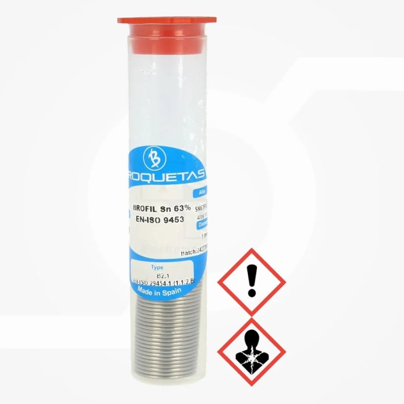 EstaÃ±o plÃºmbicas Sn63Pb37 1mm 10g ampolleta 183Â°C flujo SW26