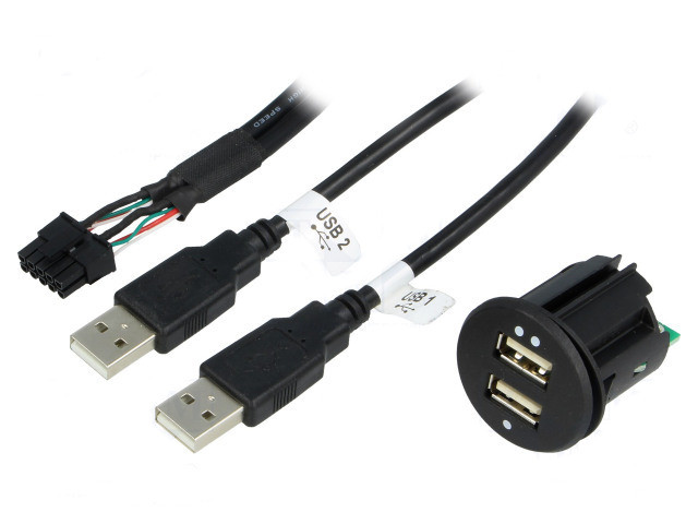 Cargador USB Mechero 12-24Vdc salida 2x5Vdc 2,1A Cables