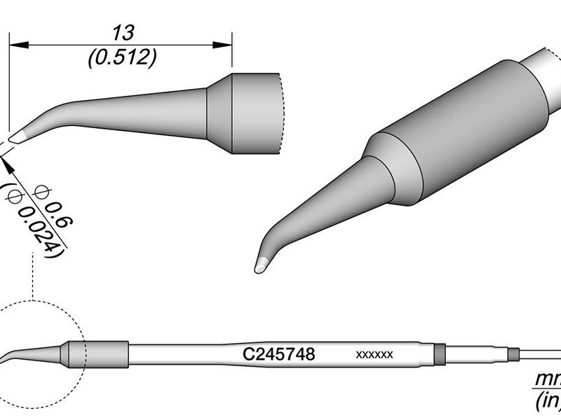 Cartucho Curvado Bisel Ã˜0,6mm