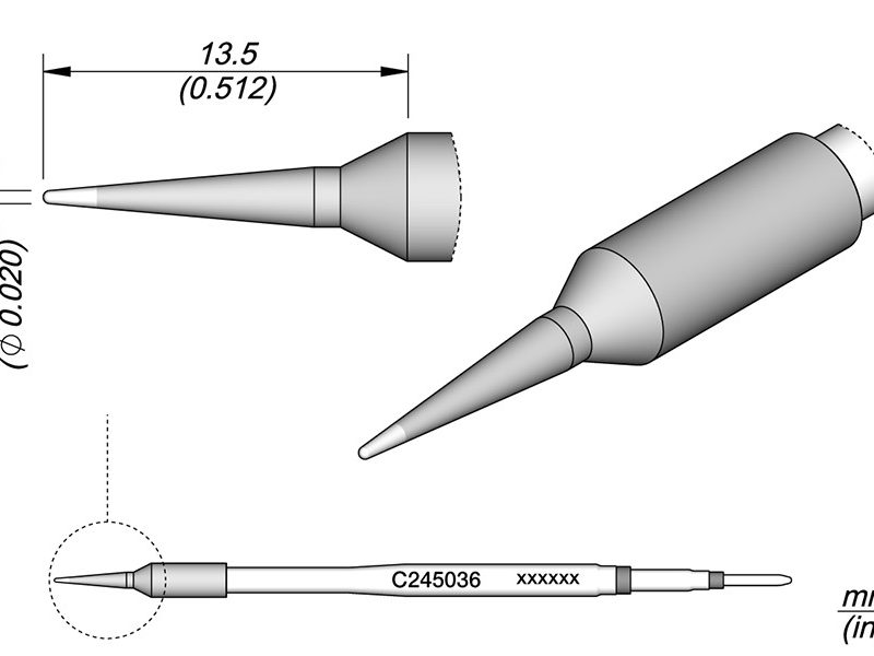 Cartucho Conico Ã˜0,5mm para T245A JBC C245-036