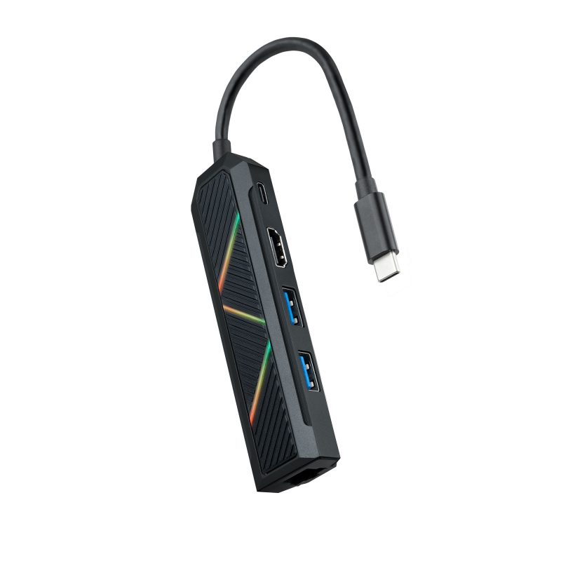 HUB USB-C 2xUSB-A+USB-C CARGA+HDMI+RJ45