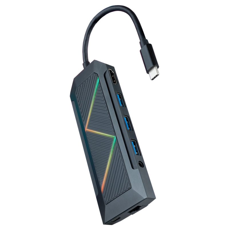 DOCK HUB USB-C 3xUSB-A USB-C CARGA HDMI RJ45 TF SD AUDIO