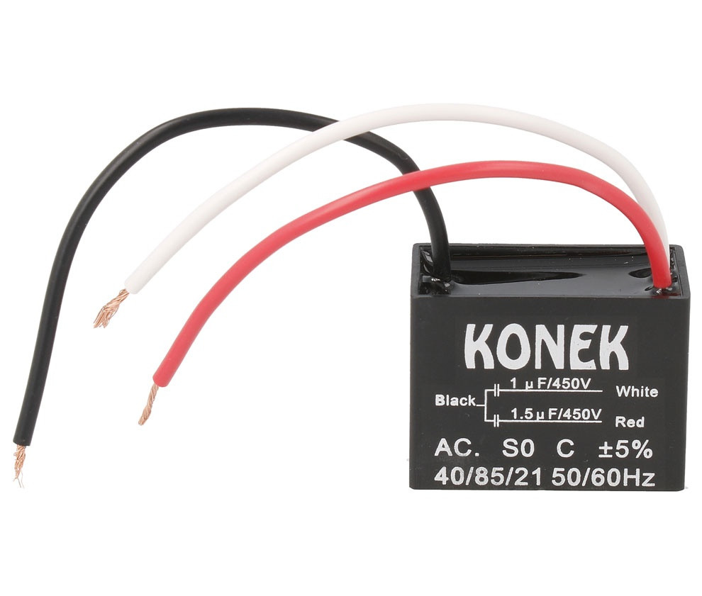 Condensador Motor Ventilador 1+1,5uF 450Vac 3 Cables