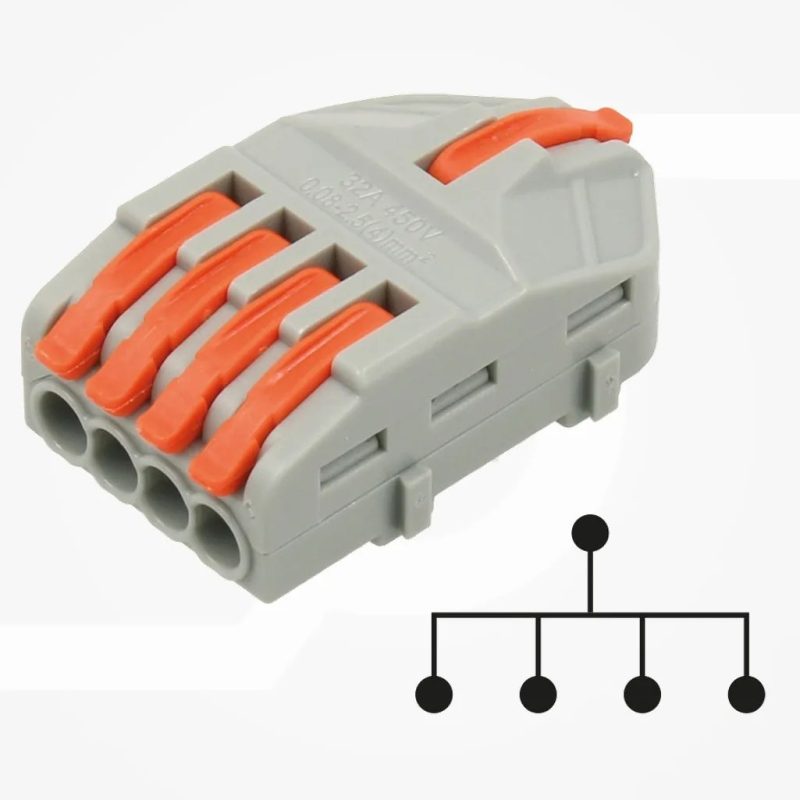 Conector 1 a 4 vÃ­as rÃ¡pido con bloqueo de palanca