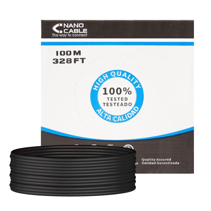 Cable UTP Cat5e Exterior CCA NEGRO (100m) NANOCABLE