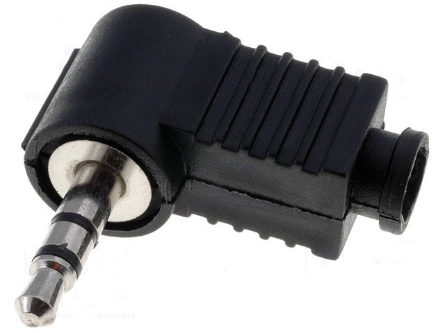 Conector JACK 3,5mm Macho Stereo ACODADO soldar