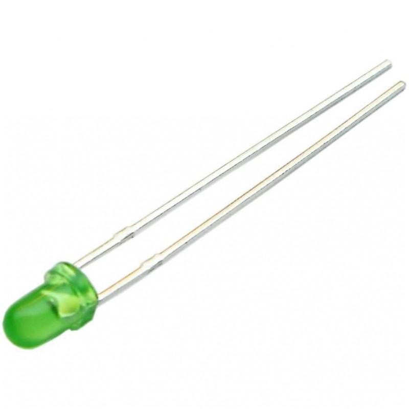 Diodo LED VERDE 3mm 85mcd 85Âº