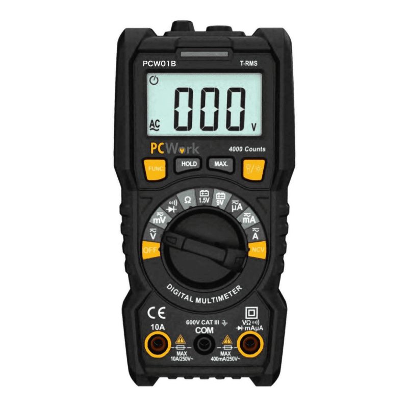 Multimetro Digital TRUE RMS 600V/DC/AC 10A/DC/AC 40Mg PCWorK