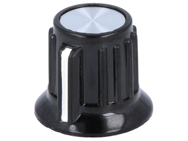 Boton de Mando con Indicador eje 6,35mm Negro 20x17mm