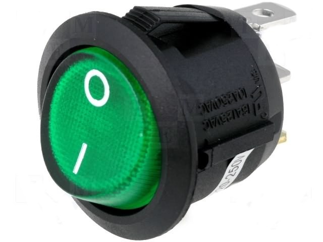 Interruptor Basculante Luminoso VERDE OFF-ON 10A/250Vac