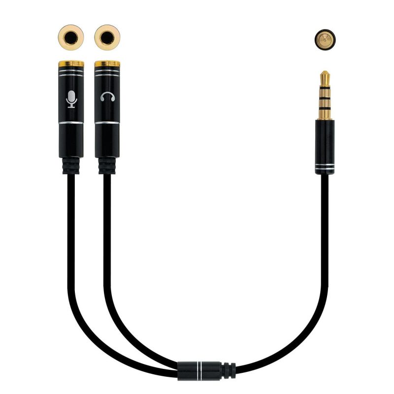 Cable Jack 3,5mm 4C a 2 Jack 3,5mm Hembra MIC/AUR NANOCABLE