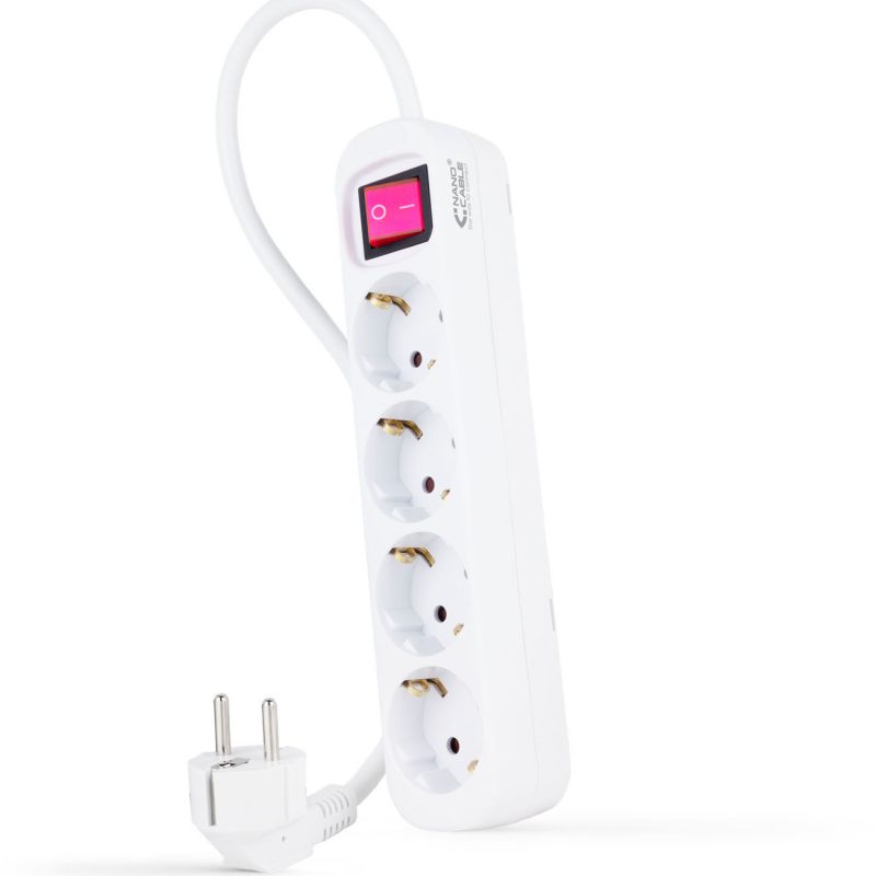 Base Multiple 4 Enchufes Interruptor Cable 1,4m BLANCA