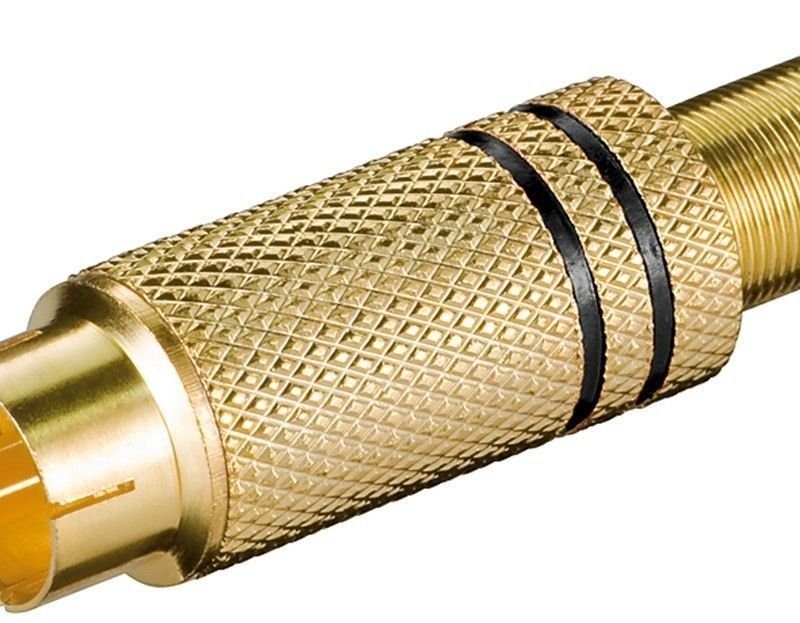 Conector RCA Macho Metal Dorado aros Negro