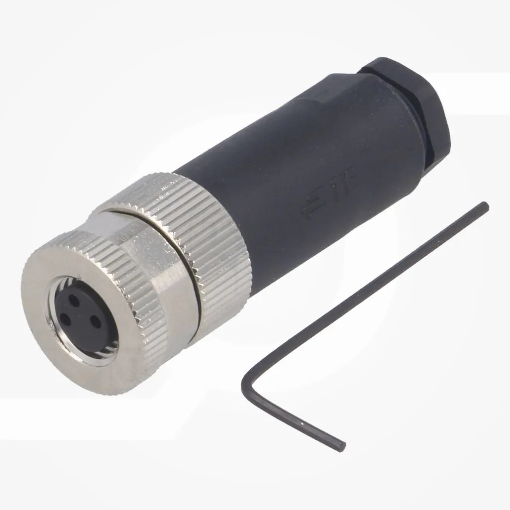 Conector M8 hembra PIN 3 60V IP67 recto sin blindaje enchufe