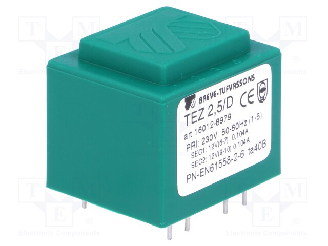 Transformador Encapsulado Salida 12V+12Vac 2,5VA Entrada 230Vac