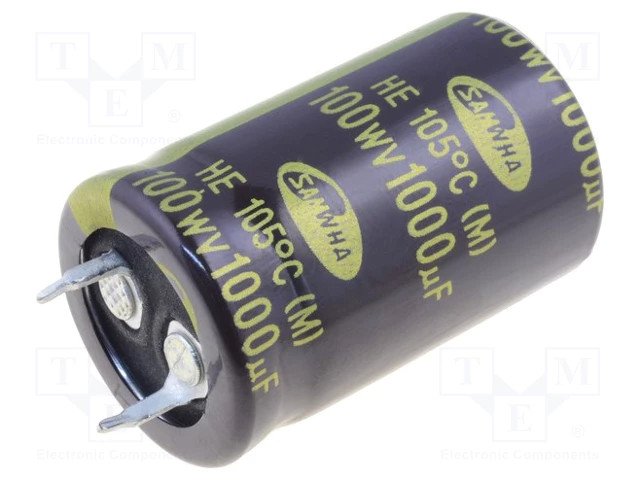 Condensador Electrolitico 1000uF 100Vdc 105ÂºC 22x35mm 2 Pin