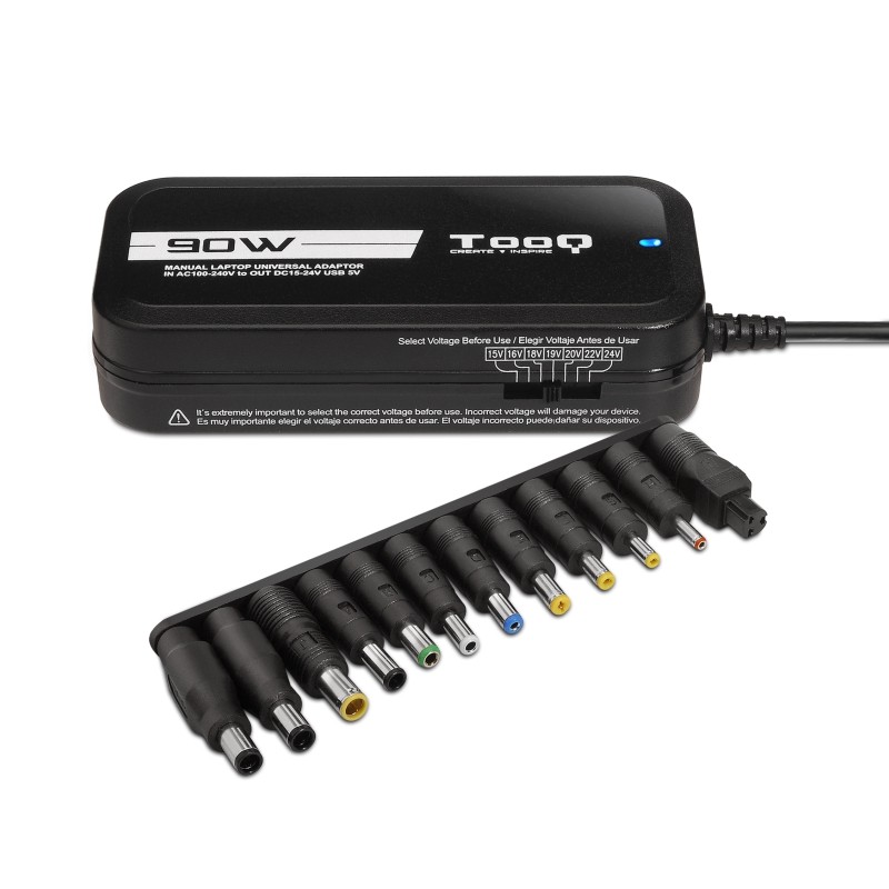 Alimentador Universal 90W 15V-24V + 2 salida USB 12 conectores