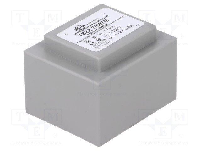 Transformador Encapsulado salida 12Vac 7VA entrada 230Vac