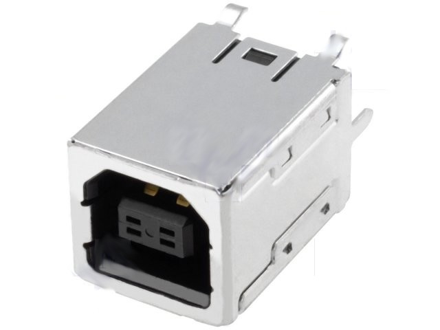 Base USB B Hembra Cto.Impreso montaje vertical