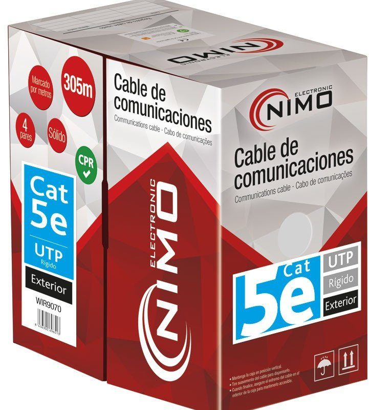 Cable UTP Cat5e Exterior CCA NEGRO (305m) NIMO