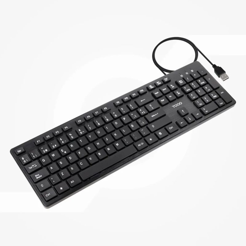 TooQ Teclado silencioso USB, 105 teclas, Negro