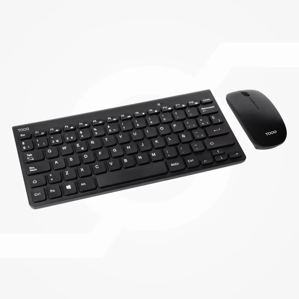 TooQ Teclado compacto + Ratón slim inalámbrico, Negro