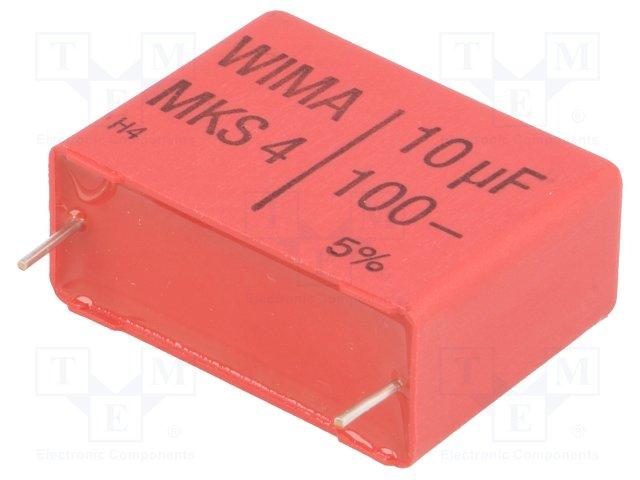 Condensador Poliester 10uF 100Vdc Raster 27,5mm