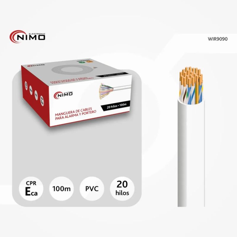 Manguera para alarma y portero 20 cables con CPR, 100m