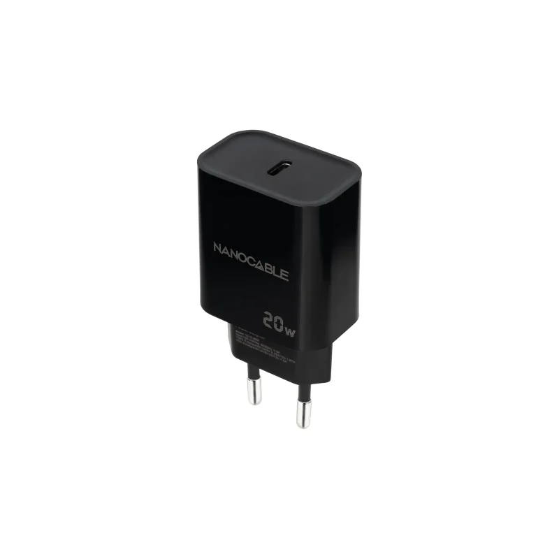 Cargador USB-C PD 20W NEGRO NANOCABLE